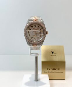 Alternative view of Rolex Super Clone Watch 1:1 DATEJUST Two-Tone Rose Gold with Full Diamond Dial
