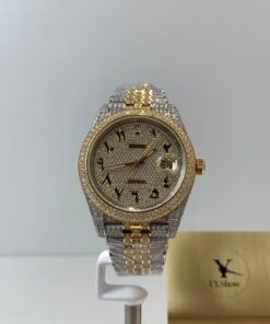 Rolex Super Clone Watch 1:1 DAYJUST  Two-Tone Yellow Gold with Full Diamond Dial