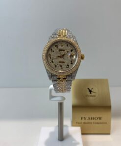 Alternative view of Rolex Super Clone Watch 1:1 DAYJUST  Two-Tone Yellow Gold with Full Diamond Dial