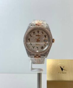 Rolex Super Clone Watch 1:1 DATEJUST Two-Tone Rose Gold with Full Diamond Dial